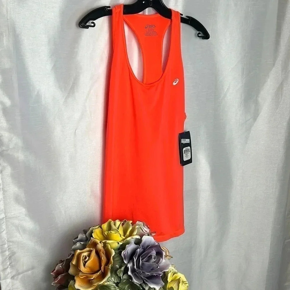 NWT ASICS ,NEON ATHLETIC TANK TOP . Large, vintage Racerback ,low scoop,running